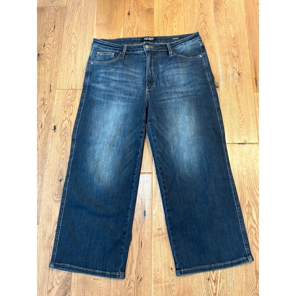 Judy Blue Wide Crop Jeans Dark Wash High Rise Stretch JB88876 DK Size 13/31